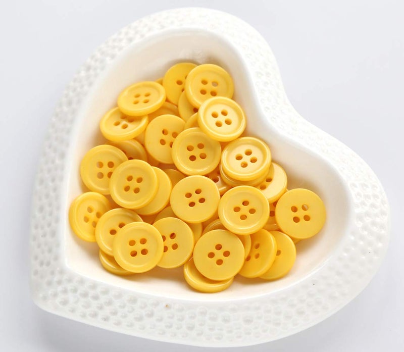 GANSSIA 5/8 Inch (15mm) Yellow Color Buttons Sewing Round Flatback Button DIY Crafts Pack of 160 PCS - Image 2